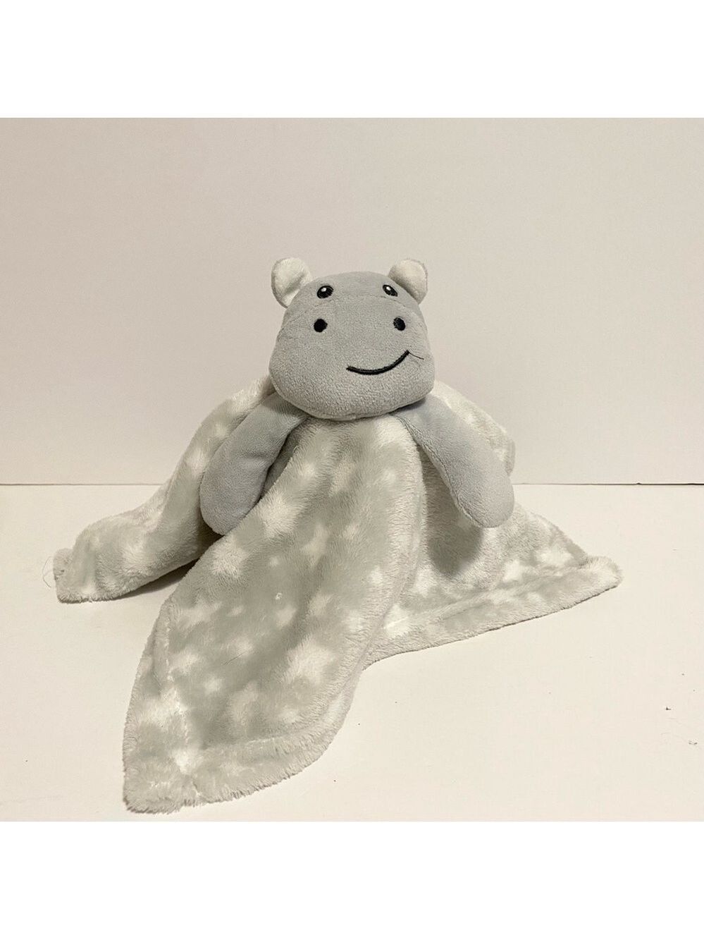 Jesse & Lulu Hippo Lovey Gray Star Soft Security Blanket Boy Girl Baby Plush Toy